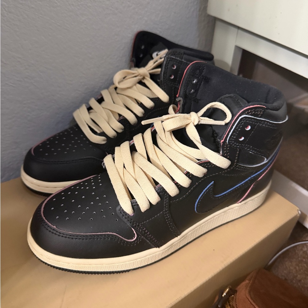 OG Jordan Dunk Black High-Top Sneakers with Cream Laces